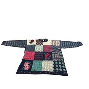 "WILLOW BAY PLUS" Patchwork Sweater Floral‎ SZ-SEE MEASUREMENTS Y2K Grandma Core